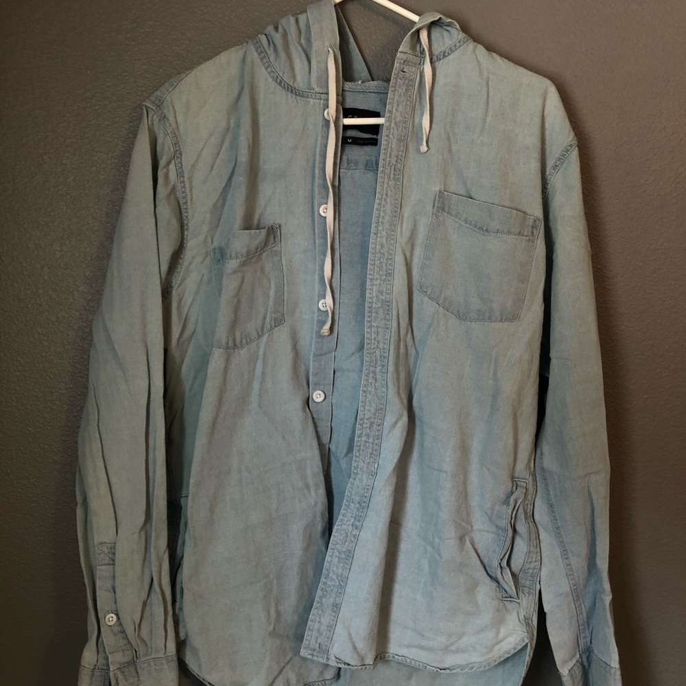 Button Up Denim Hoodie by Pacsun